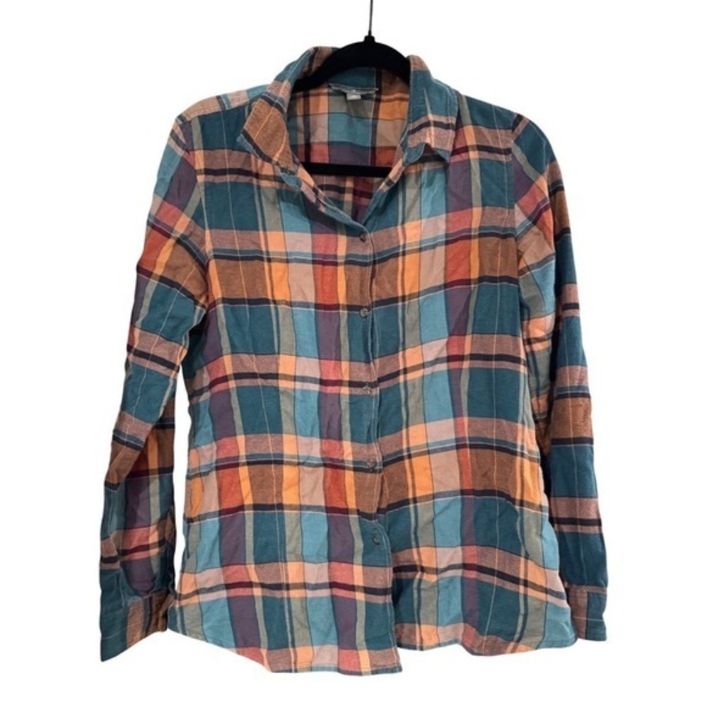 L.L. Bean Signature‎ Plaid Flannel Shirt Womens 10 Multi-Color Excellent Cotton - Picture 6 of 14